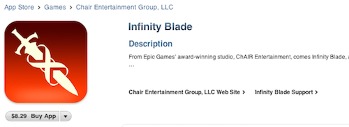 Infinity Blade App store