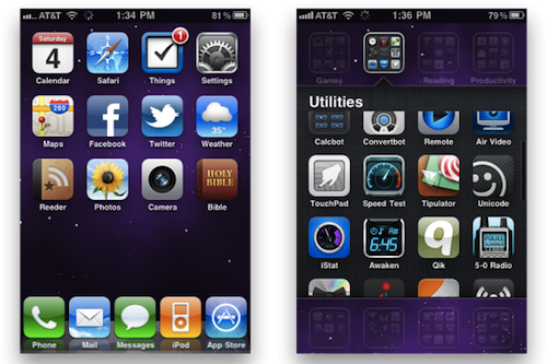 Icone infinite in Dock e cartelle di iOS 
