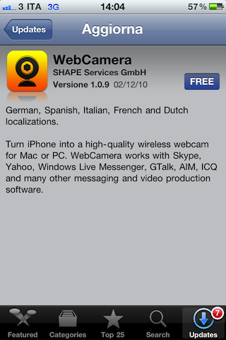 WebCamera si aggiorna e si localizza in italiano