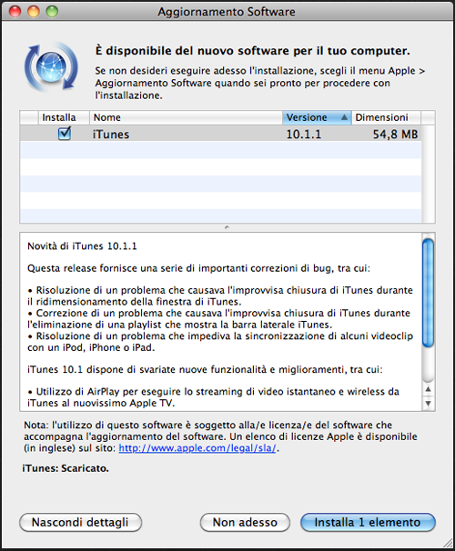 iTunes nuova versione