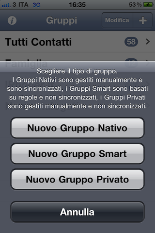 Creare gruppi