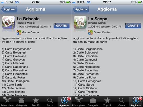 La scopa e La briscola update