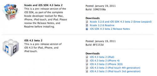 iOS 4.3 Beta 2 rilasciata agli sviluppatori