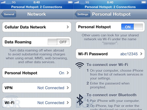 iPhone 4 hotspot iOS 4