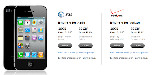 iPhone 4 Verizon disponibile per l'acquisto sul sito Apple