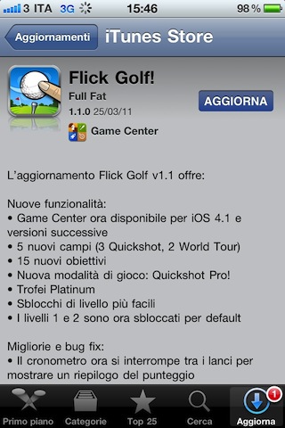 Flick Golf! si aggiorna