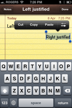 How to right-justify text on iPhone, iPad