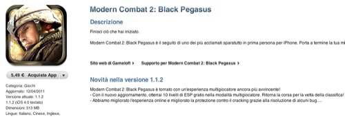 Modern Combat 2: Black Pegasus si aggiorna