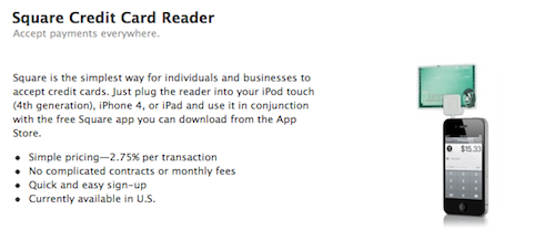 Square Credit Card Reader in vendita su Apple Store Online 