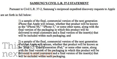 Samsung chiede di vedere iPhone 5 e iPad 3 