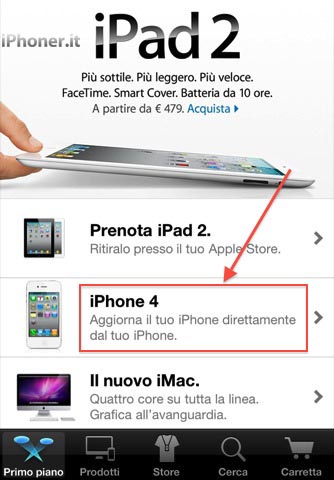 Aggiornamento iOS over the air confermato dall'app ufficiale Apple Store?