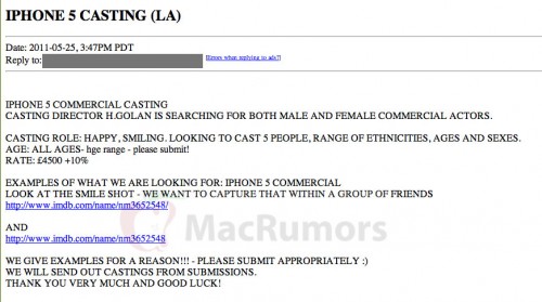 Apple comincia a reclutare attori per gli spot di iPhone 5 o semplice fake?