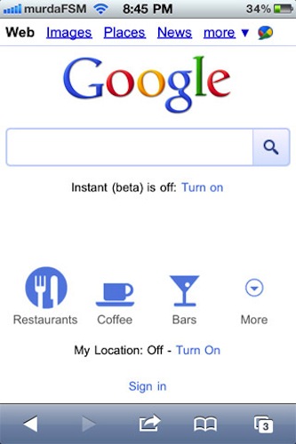 Google-mobile-search-page-on-iOS-Restaurants-Coffee-Bars-and-More-buttons