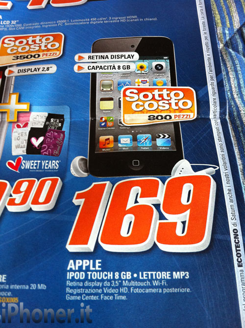 iPod touch a 169€ da Saturn