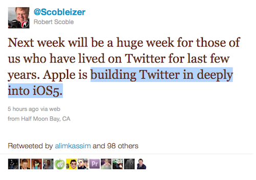 Twitter integrato in iOS 5? 