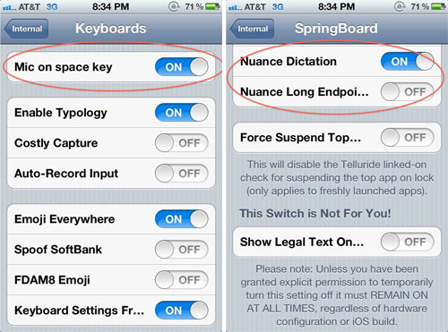 iOS 5: Nuance nelle impostazioni segrete 