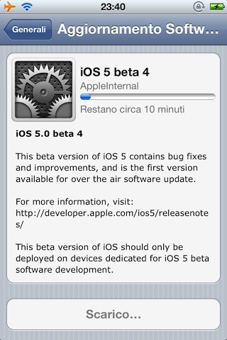 iOS 5 beta 4 disponibile al download [Aggiornato X2]