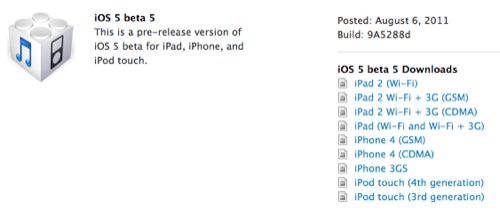 iOS 5 beta 5 disponibile al download (solo per sviluppatori)