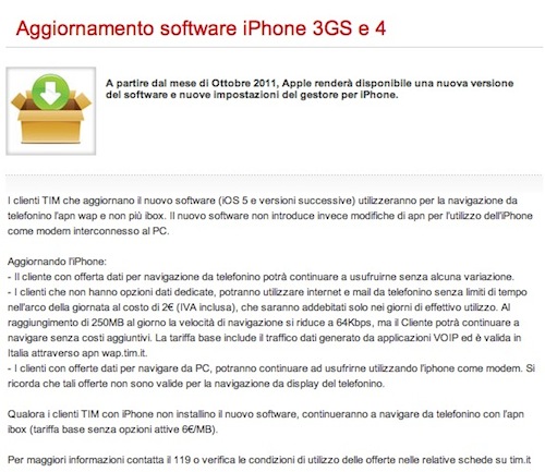 APN TIM iOS 5