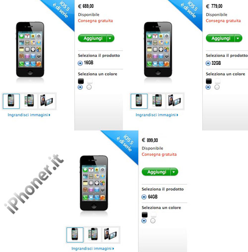 iPhone 4S: questi i prezzi per l'Italia