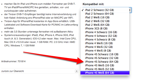 iPhone 4S da 16/32/64GB e iPhone 4 da 8Gb compaiono nello store online di Vodafone (Germania) 