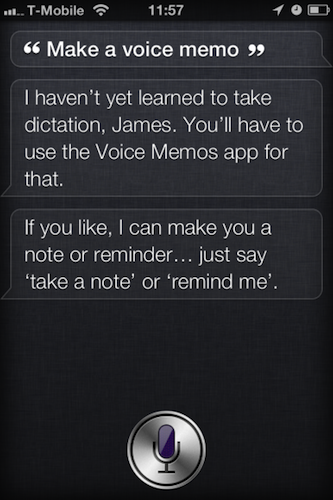Siri non può ricevere memo vocali (al momento) 