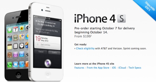 iPhone 4S: pre-ordini al via il 7 ottobre (in USA, UK, Canada, Australia, Francia e Germania)