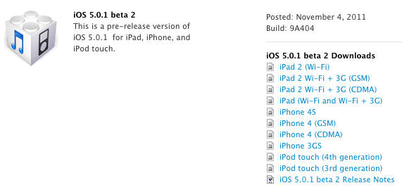 Apple rilascia iOS 5.0.1 beta 2