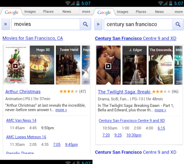 Google: ricerca cinema da iPhone e Android 