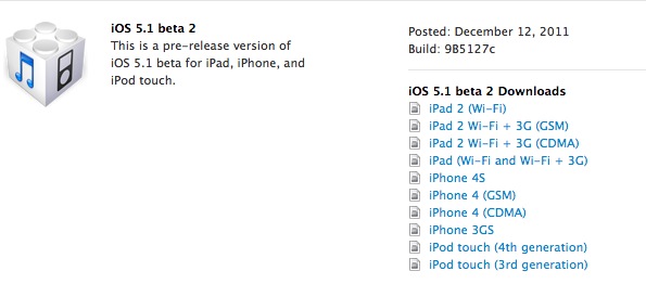 iOS 5.1 beta 2 disponibile al download [Aggiornamento]