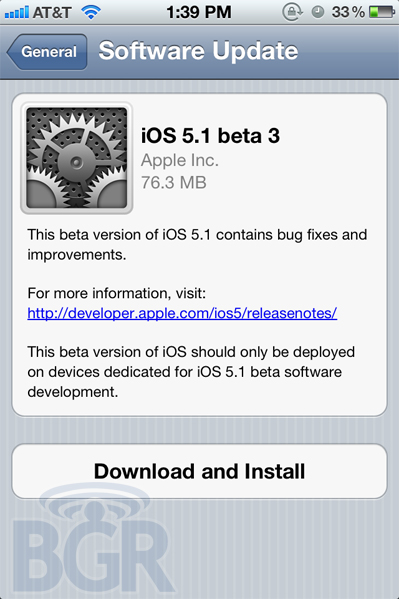 iOS 5.1 beta 3 disponibile agli sviluppatori