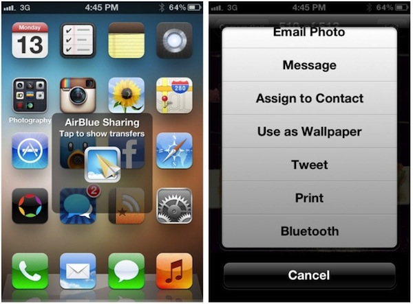 AirBlue Sharing: condividere file da iPhone tramite Bluetooth 
