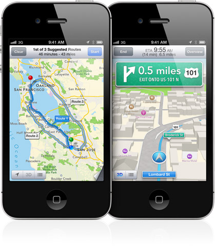 iOS6: l'applicazione Mappe si aggiorna e abbandona Google