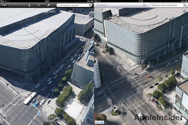 Google Earth VS Mappe di iOS 6: Apple ha le immagini più definite 