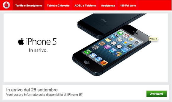iPhone 5: Vodafone gli dedica una pagina
