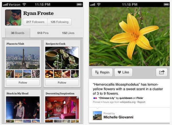Pinterest 5.1, ecco le novità per gli iPhone