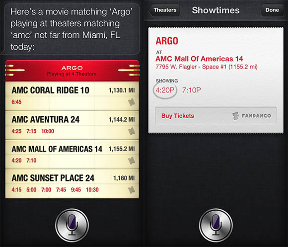 Siri con iOS 6.1 acquista i biglietti del cinema