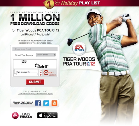 Tiger Woods PGA Tour 12 gratis per i più veloci