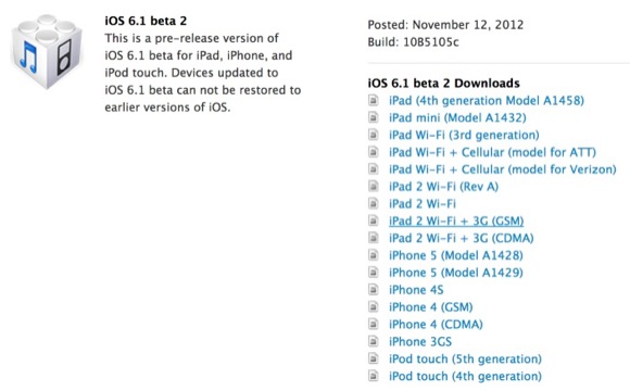 iOS 6.1 beta 2 ora disponibile [aggiornato]