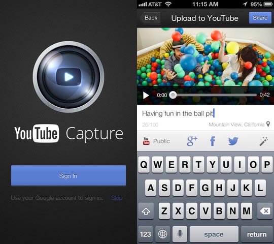 YouTube Capture: l'app di Google per condividere video