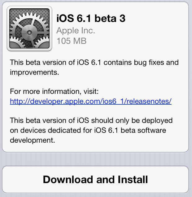 iOA 6 beta 3