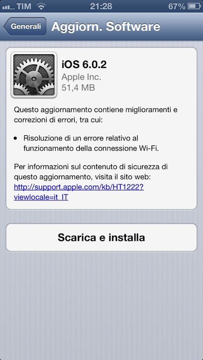 iOS 6.0.2 disponibile per iPhone 5 (e iPad mini)