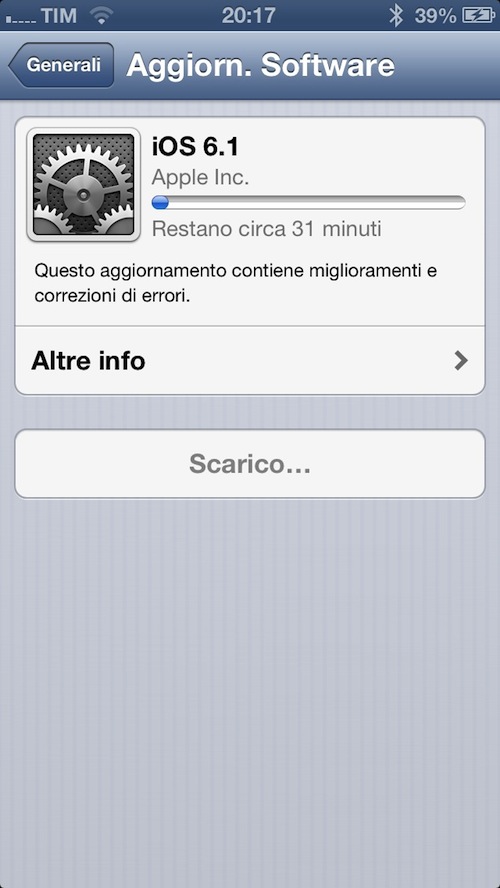 iOS 6.1: Apple lo rende disponibile a tutti