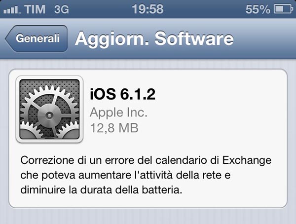 iOS 6.1.2 disponibile al download