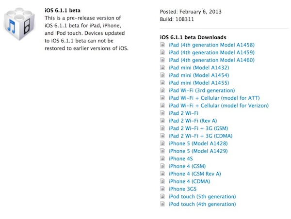 iOS 6.1.1 beta