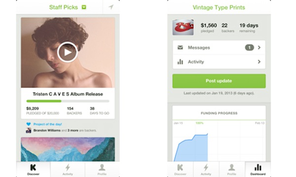 Kickstarter: ora con una app ufficiale su iPhone 