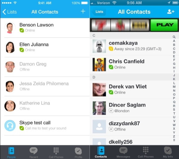 Skype iOS 7