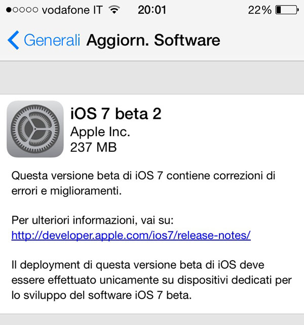 iOS 7 beta 2 disponibile al download