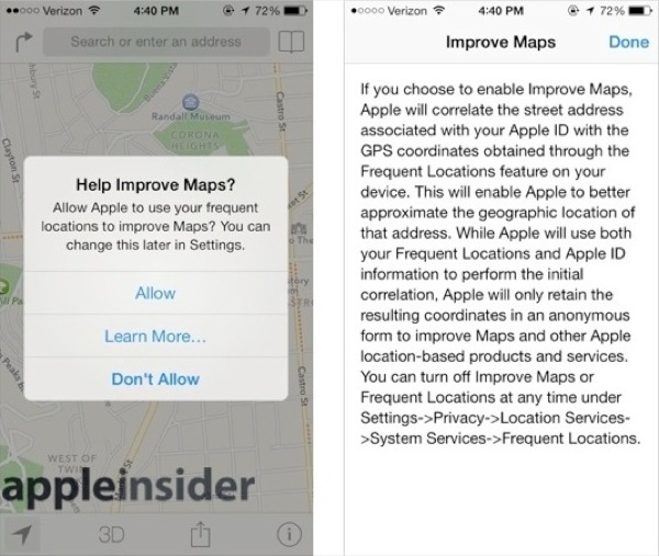 iOS 7: Apple chiede aiuto agli utenti per le Mappe