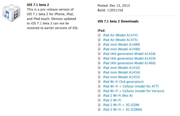 iOS 7.1 beta 2 ora disponibile, agli sviluppatori però
